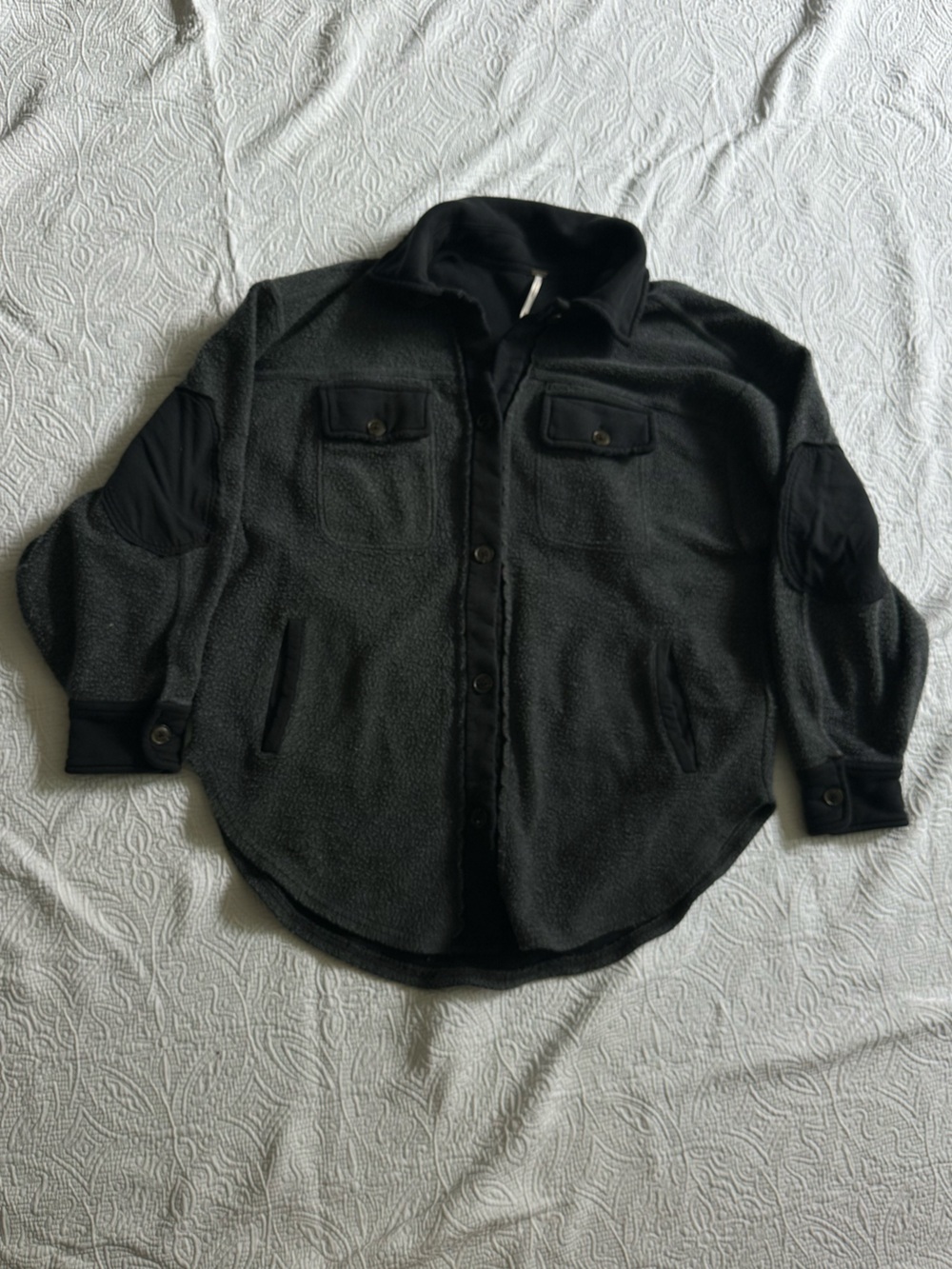 Free People Dark Gray Lightweight Fleece Shirt Jacket